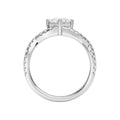 Top-down view highlighting the brilliance of the trillion-cut lab-grown diamond center stone.

Product with packaging: Handmade engagement ring in eco-friendly box.