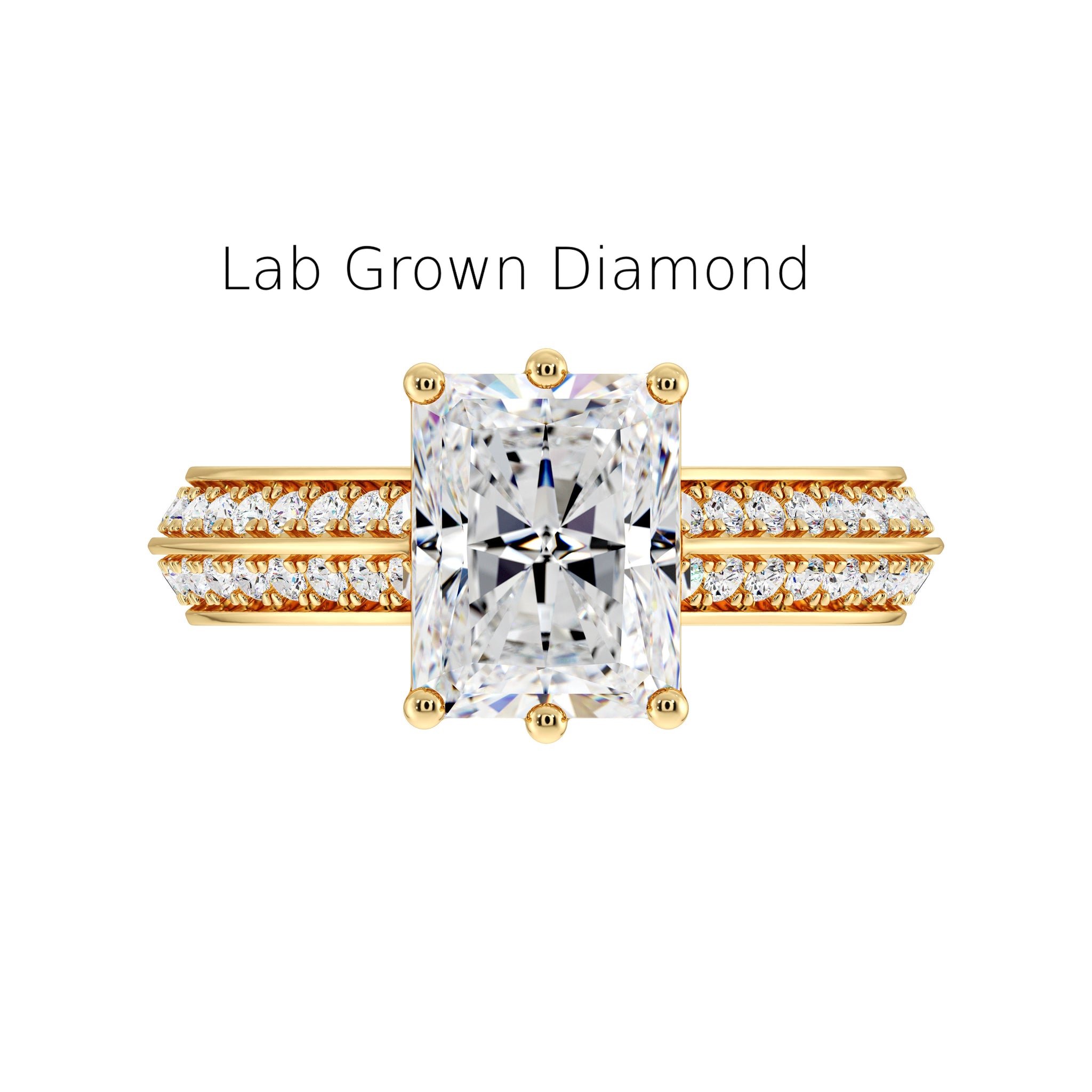 Radiant Cut Lab Diamond Anniversary Ring With Double Shank in Recycled Gold – Elegant Gift - ADR144-LGD
