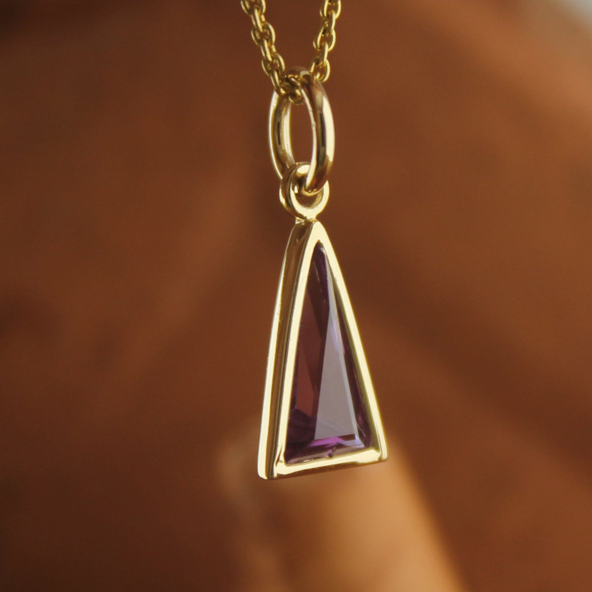 Alexandrite Triangle Bezel Set Long Triangle Step Cut Alexandrite Pendant – Handmade 14K Go