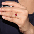 Princess Cut Ruby Engagement Ring, Handmade Gold Band
