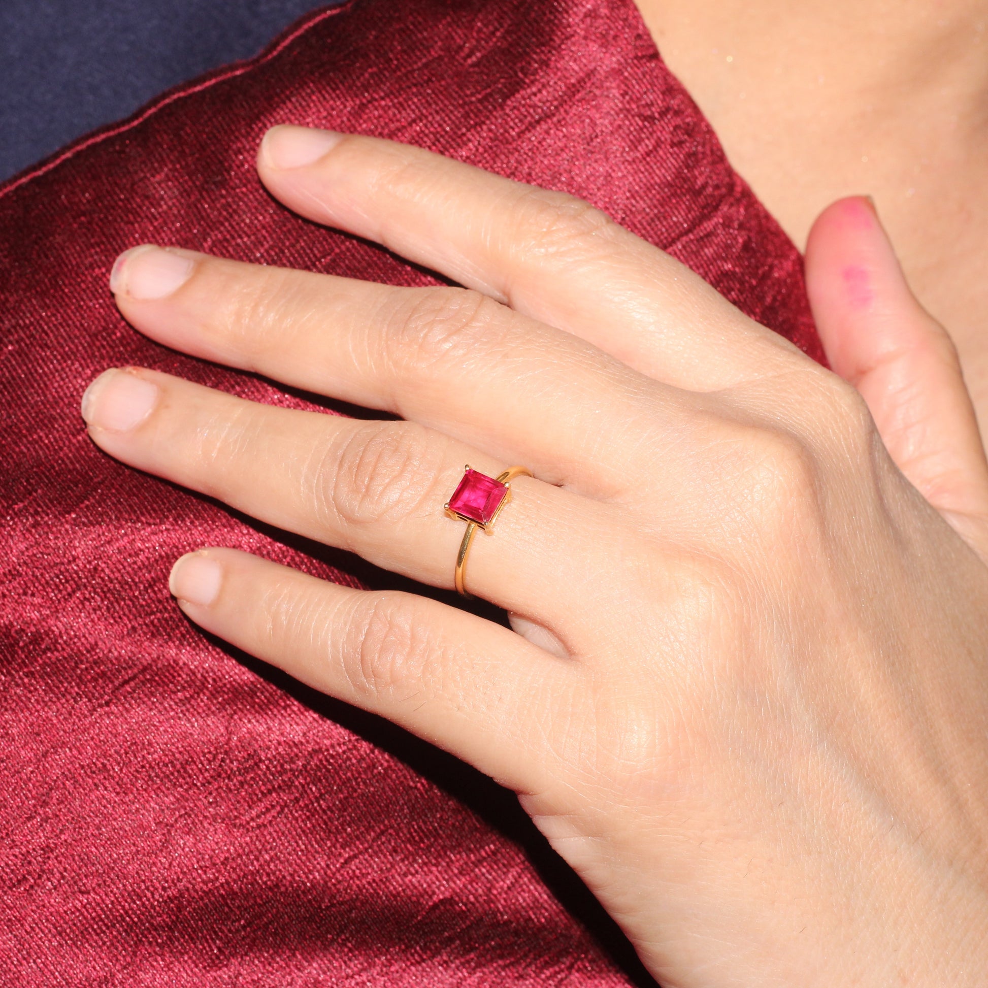 Ruby Solitaire Gold Ring, Elegant Proposal & Wedding Jewelry