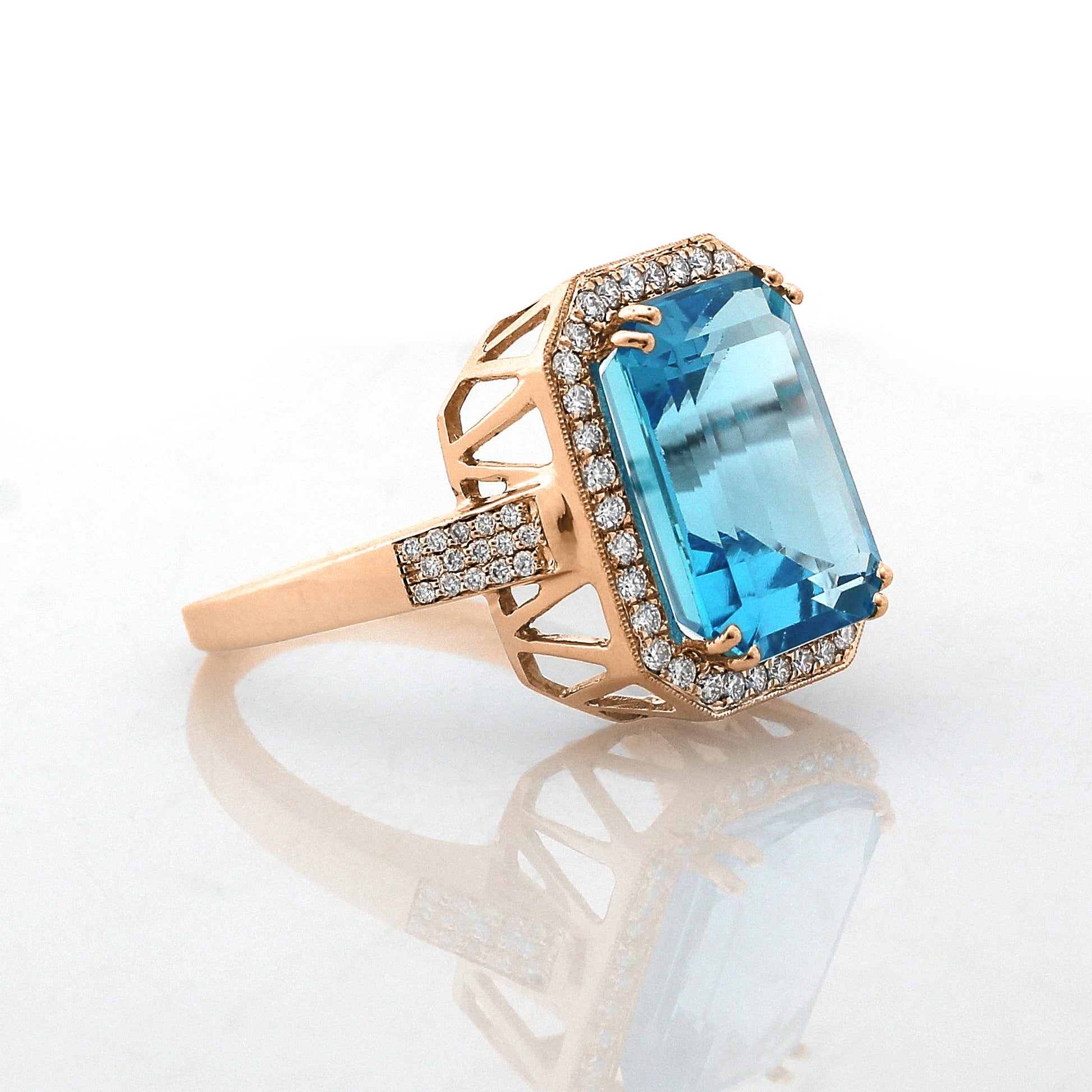 Luxury Aquamarine Statement Ring, Handcrafted Gold Jewelry