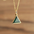 Trillion Cut Emerald Pendant in Gold, 14K Gold Emerald Triangle Necklace,