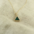 Unique Emerald Necklace for Her, Emerald Jewelry for Anniversary, Triangle Cut Emerald Bezel Jewelry