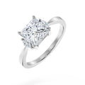 princess lab Diamond ring with a square-cut gemstone on a white background