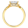 Gold ring with a lab diamond on a white background