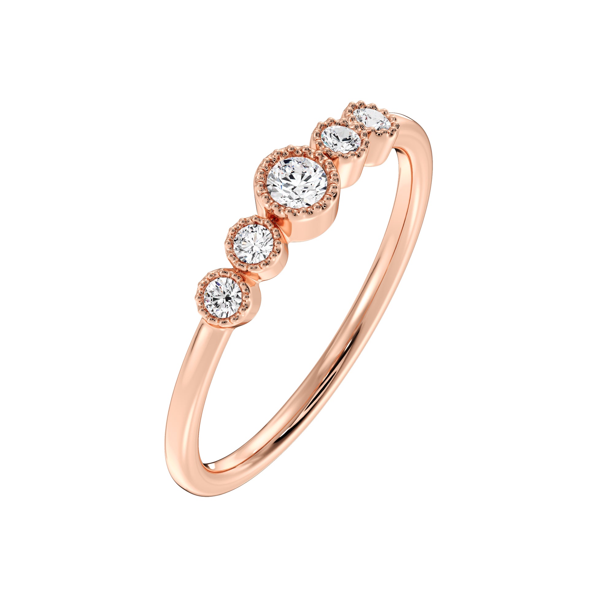 Dainty Bezel Diamond Ring – Handmade Gold Wedding Band ADR221