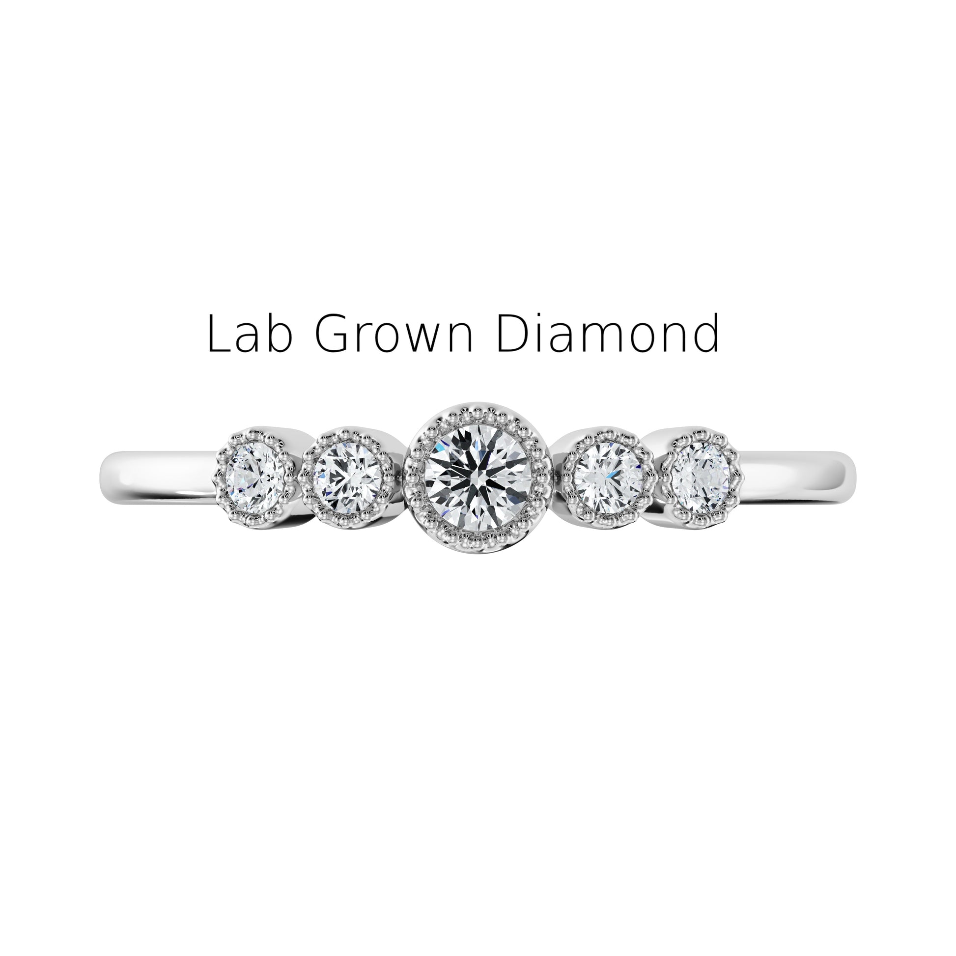 Bezel Set Lab Diamond Ring, Filigree Gold Stacking Ring, Gold Wedding Ring for Women, Bezel Diamond Stack Ring