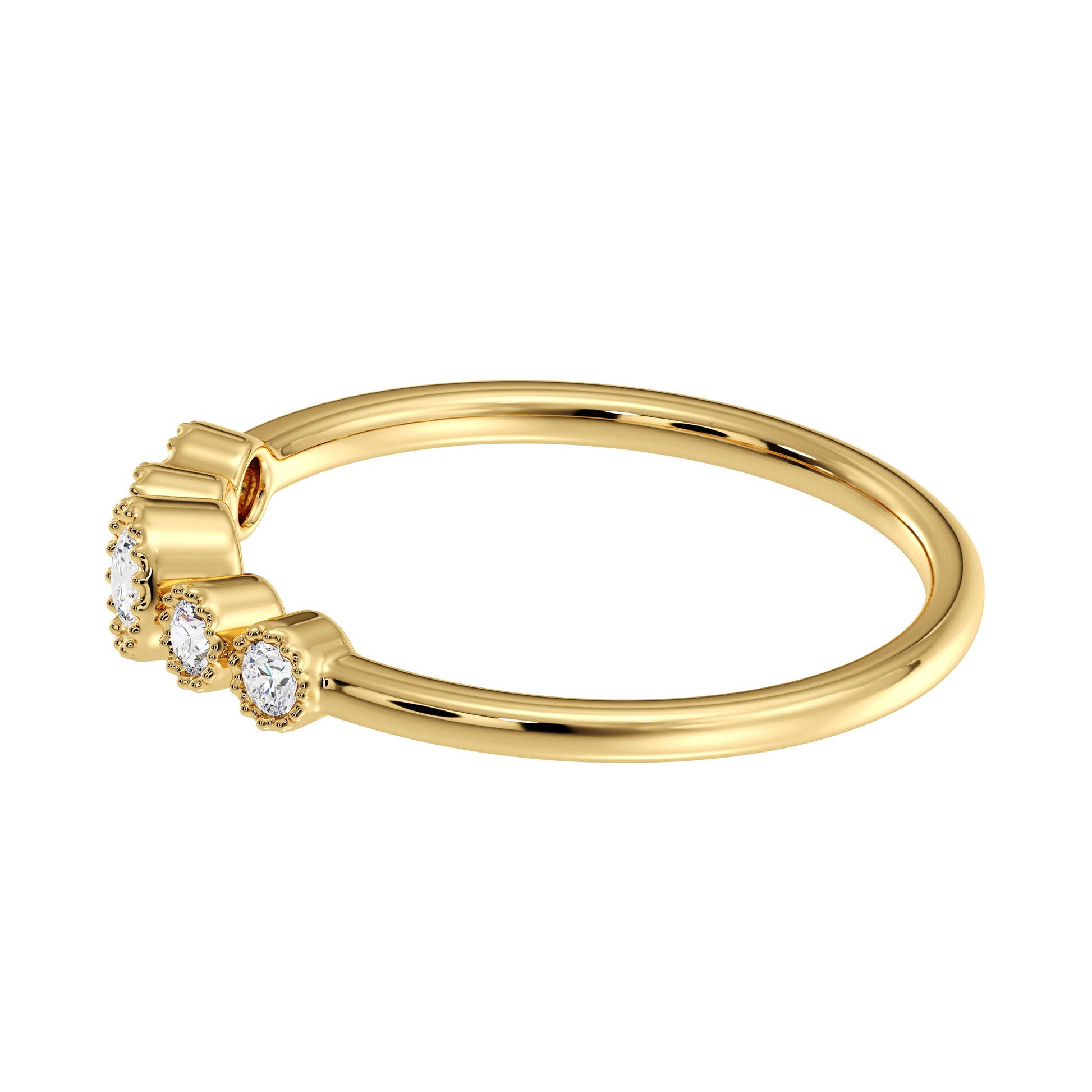 Comfort Fit Diamond Wedding Band – Filigree Gold Stacking Ring