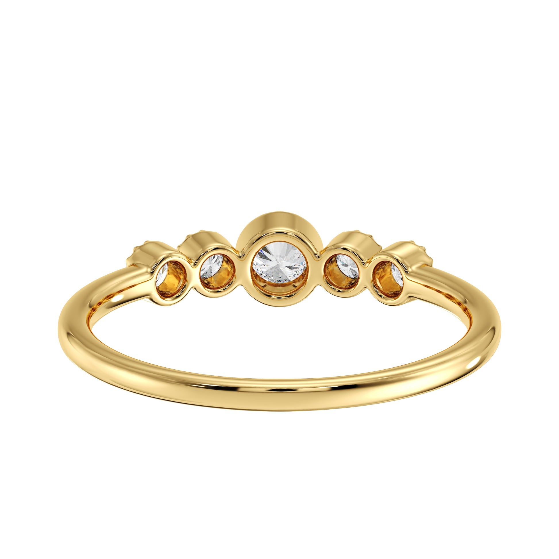 Bezel Set Stacking Ring – Diamond Filigree Gold Wedding Band ADR221