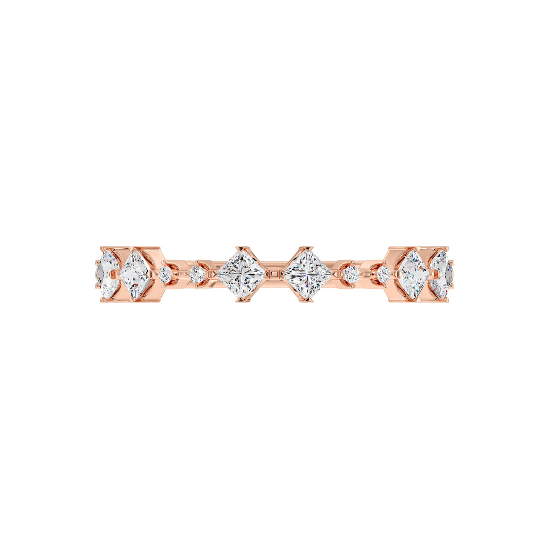 Princess Cut Diamond Wedding Band – Gold Comfort Fit Stacking Ring ADR254