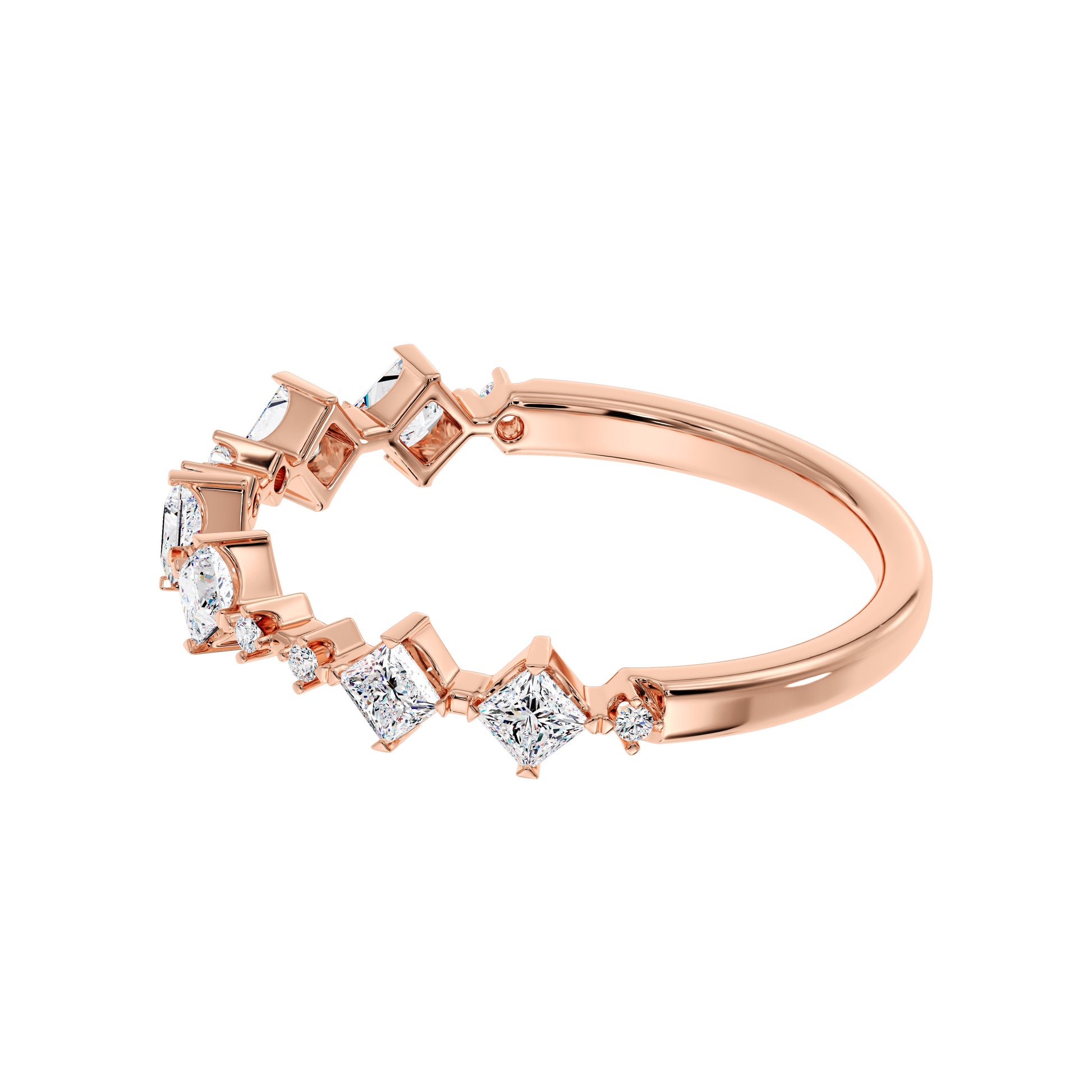 Princess Cut Diamond Ring – Comfort Fit Gold Wedding Band for Women