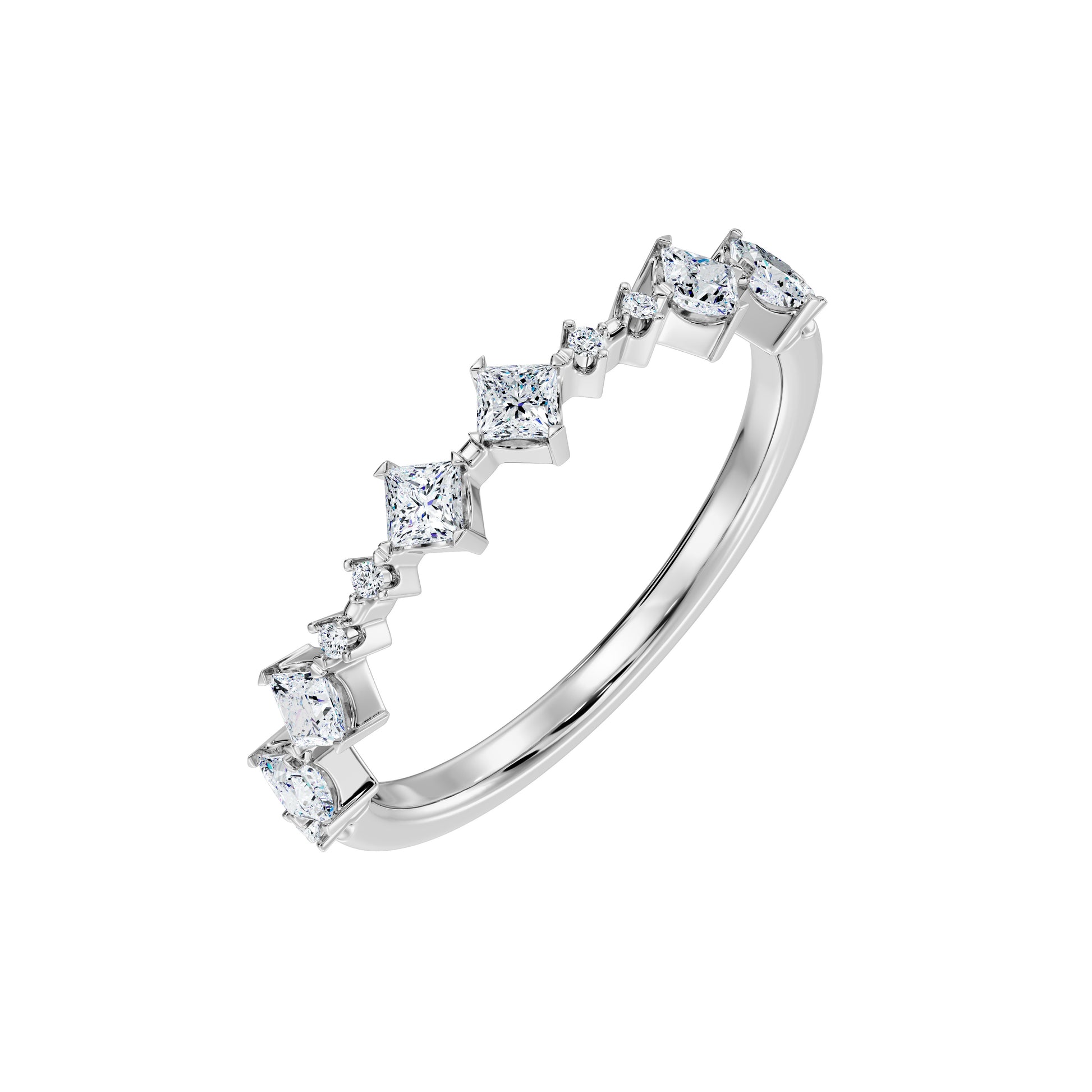 Handmade Princess Diamond Band – Stacking Gold Wedding Ring ADR254