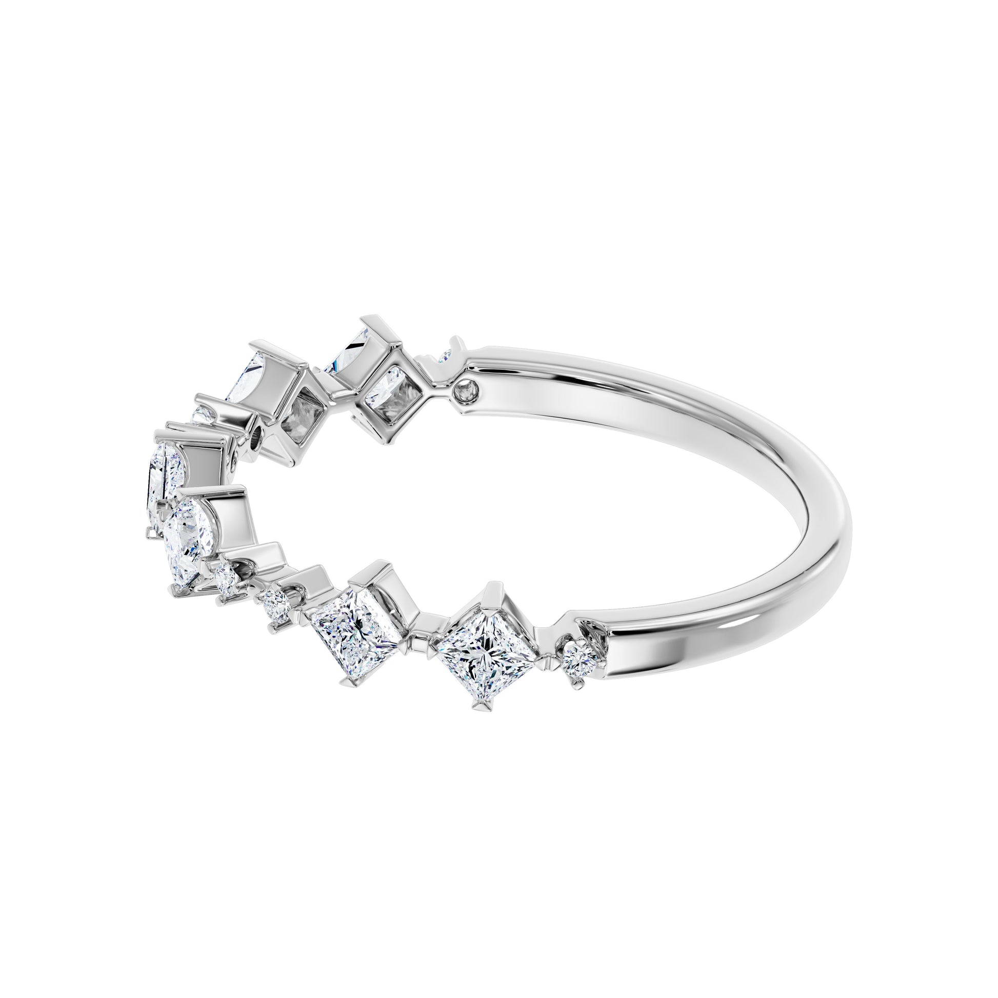 Gold Comfort Fit Diamond Band – Princess Cut  Engagement Ring