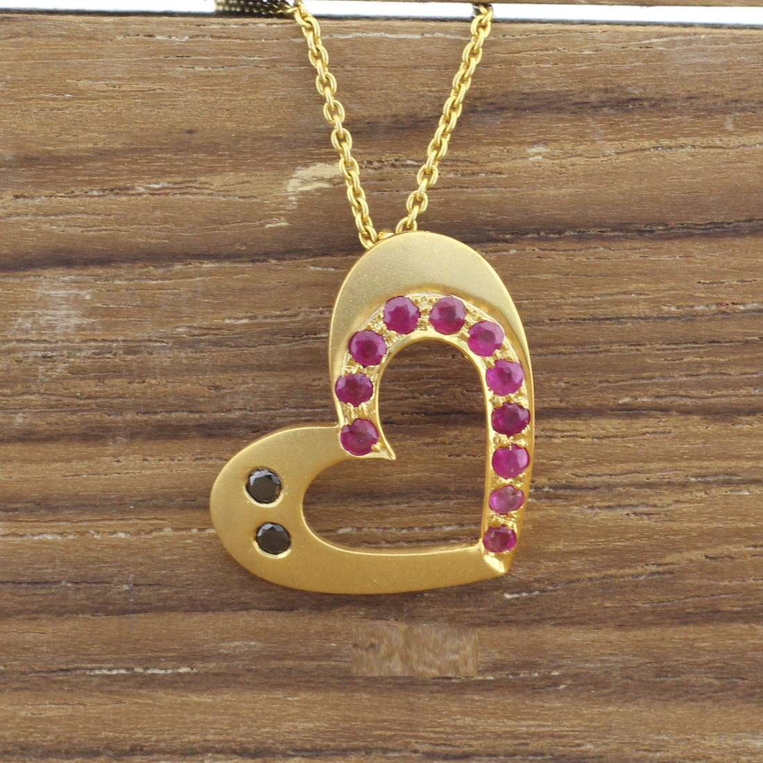 Fiery Ruby Pendant in Matte Recycled Gold, Eco-Friendly Ruby Pendant for July Birthstone Gift,