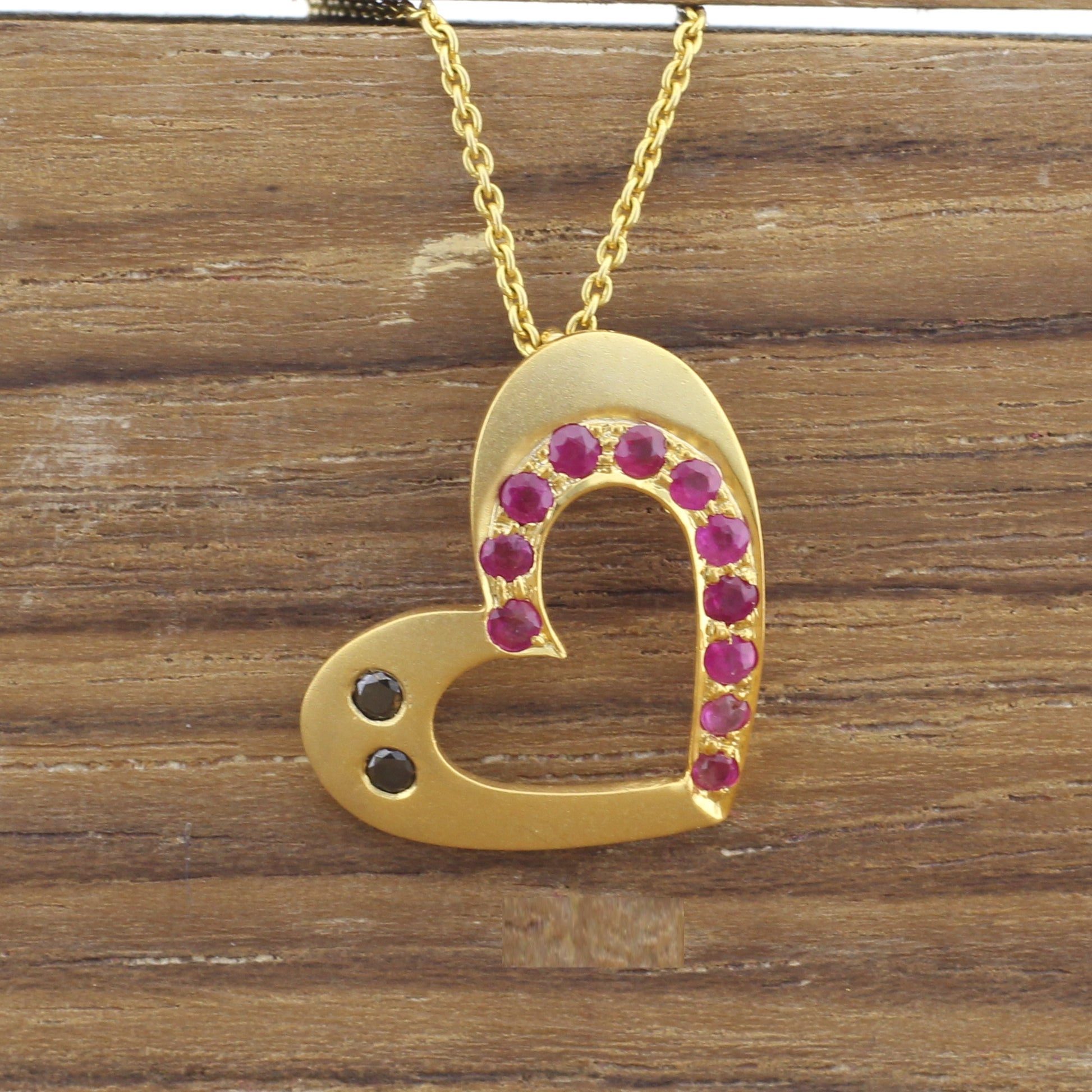 Fiery Ruby Pendant in Matte Recycled Gold, Eco-Friendly Ruby Pendant for July Birthstone Gift,