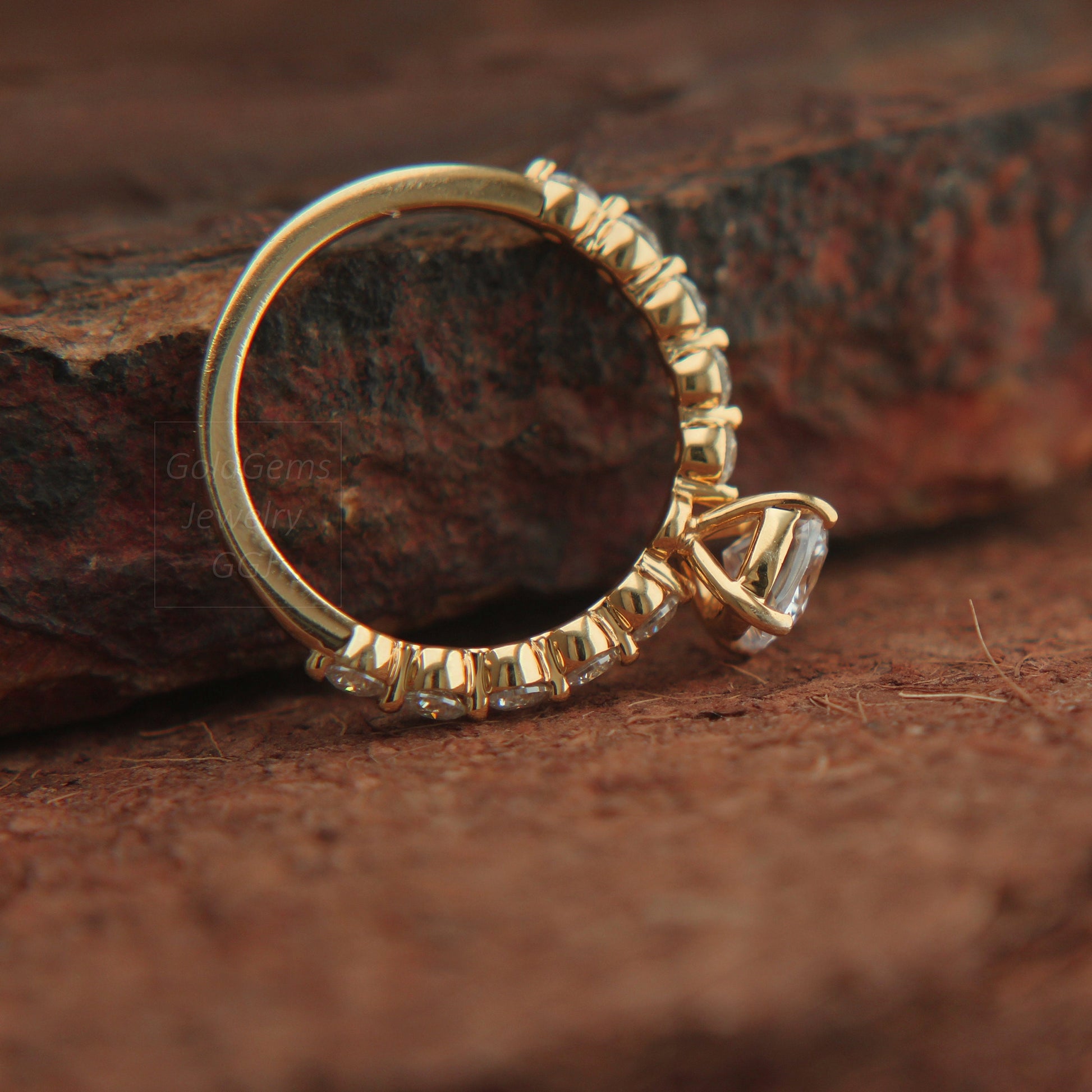 Moissanite Ring for Modern Bride, Handmade Cushion Moissanite Ring, Sparkling Moissanite Cushion Ring, Gold Cushion Moissanite Gift Ring,