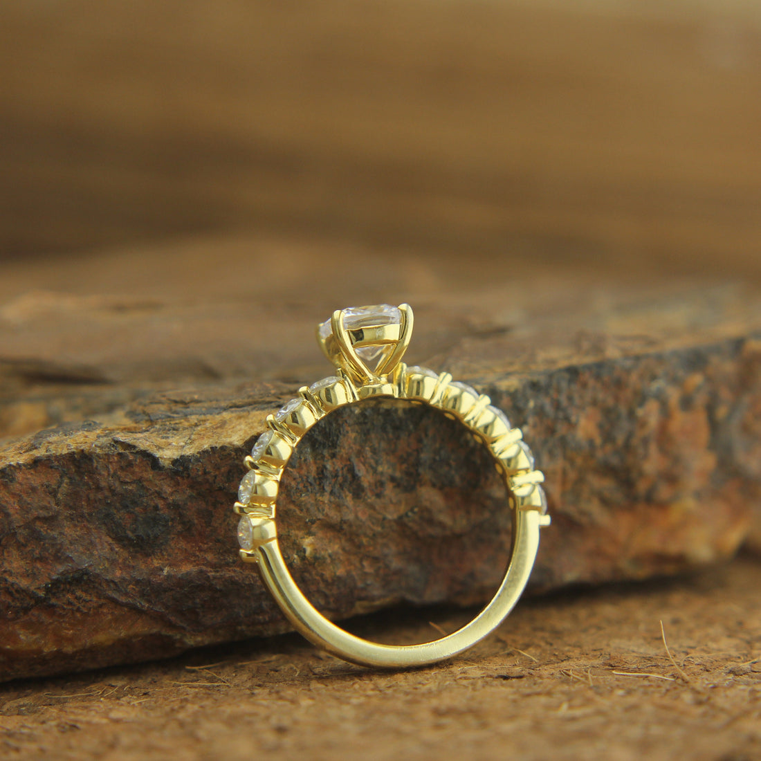 Cushion Moissanite Engagement Ring, Moissanite Bridal Ring in 14K Gold, 